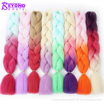 beauty supply yaki perm braiding hair Ombre pink silver black Coloured african  braiding hair cheap Crochetr hair